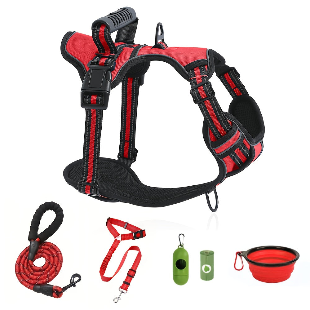 No-Pull Dog Harness And Leash Set, Adjustable Reflective No-Choke Oxford Vest, 6-in-1 with 2 Leash Clips And Easy Control Handle, for Small Medium And Large Dogs