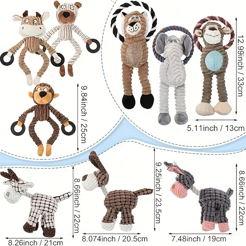 Amazing Pet 8pcs\u002F10pcs Toy Set with Dog Bite Sound Toys Large Collection Including Elephant Plush Toys with Funny Donkey Pull Rings Suitable for Dog Interaction Teeth Grinding And Cleaning Dog Toys