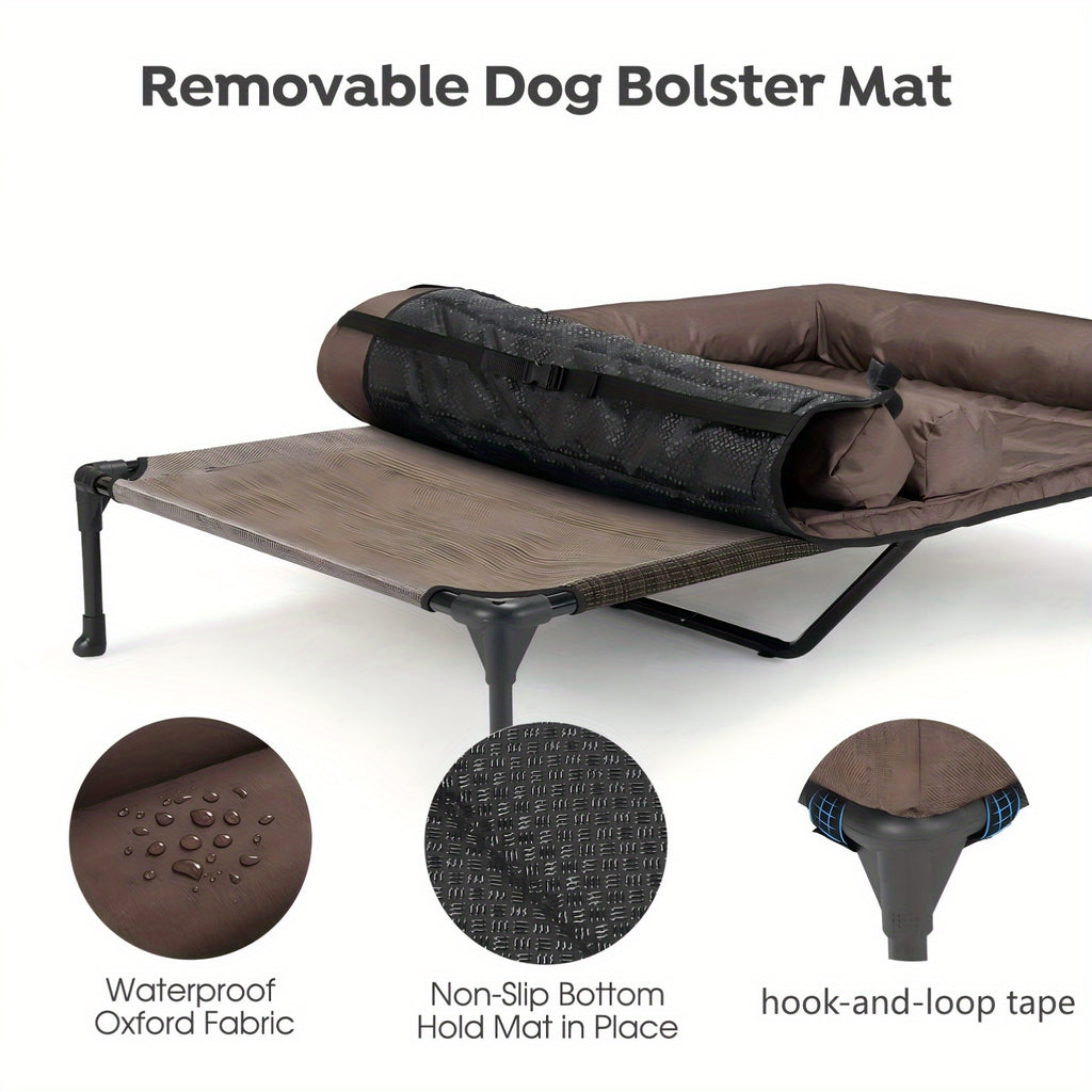 Cooling Dog Bed Breathable & Cooling Veehoo XL\u002FXXL Elevated Dog Bed | Removable Double Cushion for 2 Medium Dogs, Washable Teslin Mesh, Skid-Resistant Feet, Portable Outdoor Extra Large Lifted Hammock Indoor Pet Bed