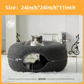 Peekaboo Cat Cave for Indoor Cats, Cat Donut Cat Tunnel Bed, Scratch Resistant Cat Toys for Medium Large Cats, Toy Ball with Bell