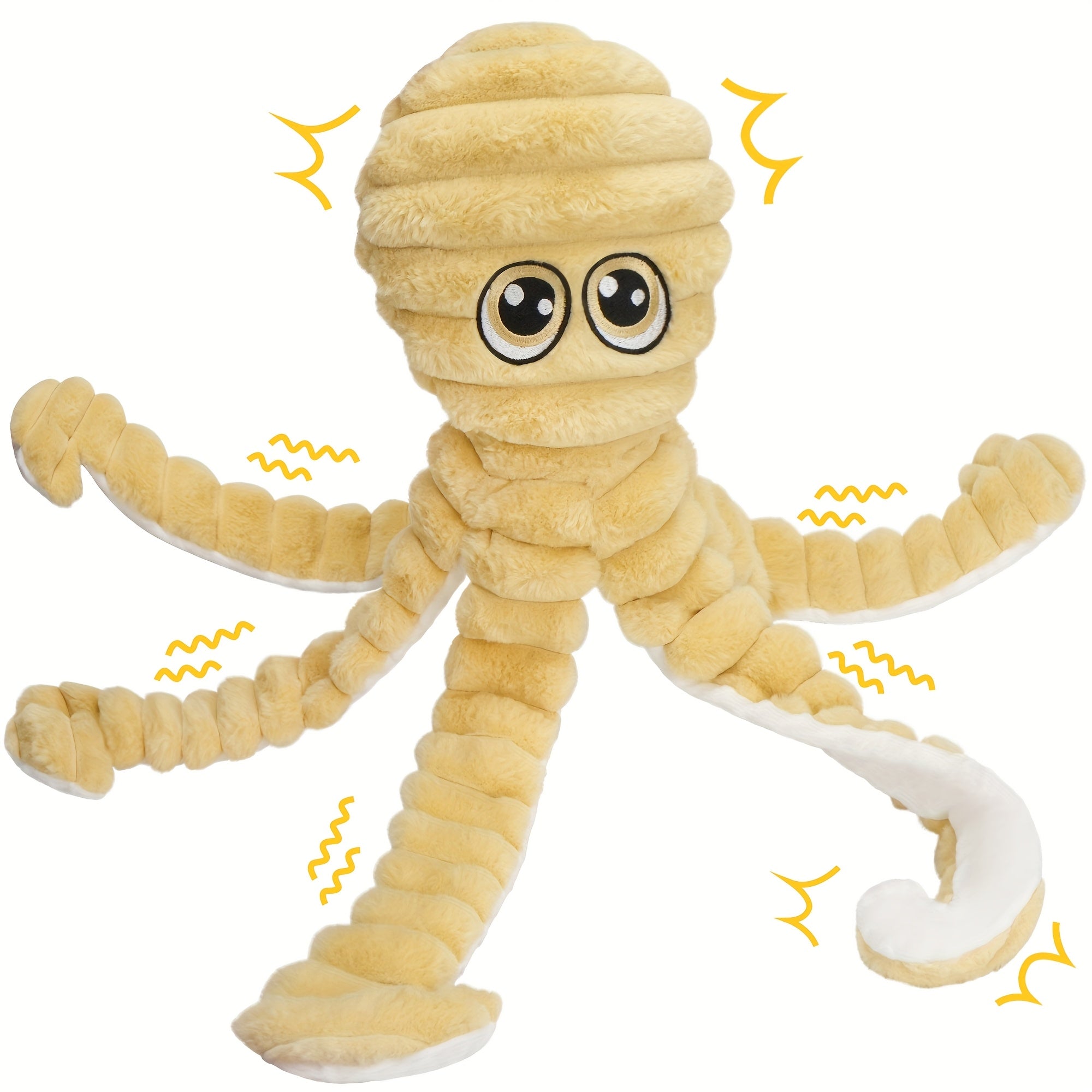1pc Squeaky Octopus Plush Chew Toy for Dogs - Interactive Teeth Cleaning Puppy Toy with Squeaker, Soft Chewable Stuffed Animal for Small Medium Large Breeds, Cute Durable Chew Bone Gift for Puppies