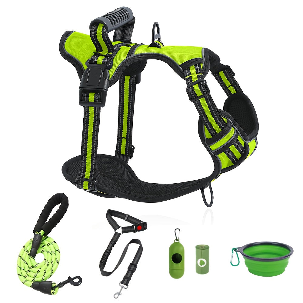 No-Pull Dog Harness And Leash Set, Adjustable Reflective No-Choke Oxford Vest, 6-in-1 with 2 Leash Clips And Easy Control Handle, for Small Medium And Large Dogs