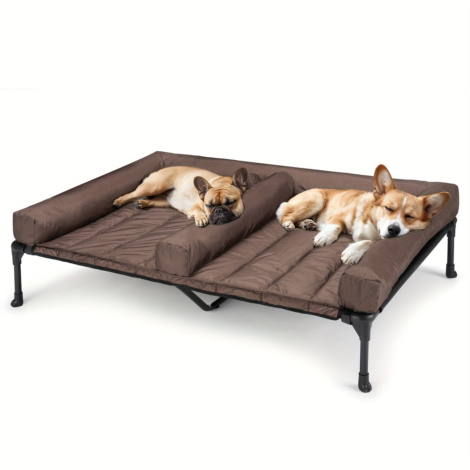 Cooling Dog Bed Breathable & Cooling Veehoo XL\u002FXXL Elevated Dog Bed | Removable Double Cushion for 2 Medium Dogs, Washable Teslin Mesh, Skid-Resistant Feet, Portable Outdoor Extra Large Lifted Hammock Indoor Pet Bed