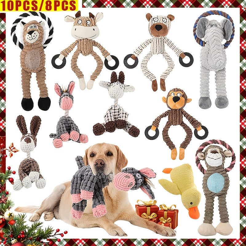Amazing Pet 8pcs\u002F10pcs Toy Set with Dog Bite Sound Toys Large Collection Including Elephant Plush Toys with Funny Donkey Pull Rings Suitable for Dog Interaction Teeth Grinding And Cleaning Dog Toys