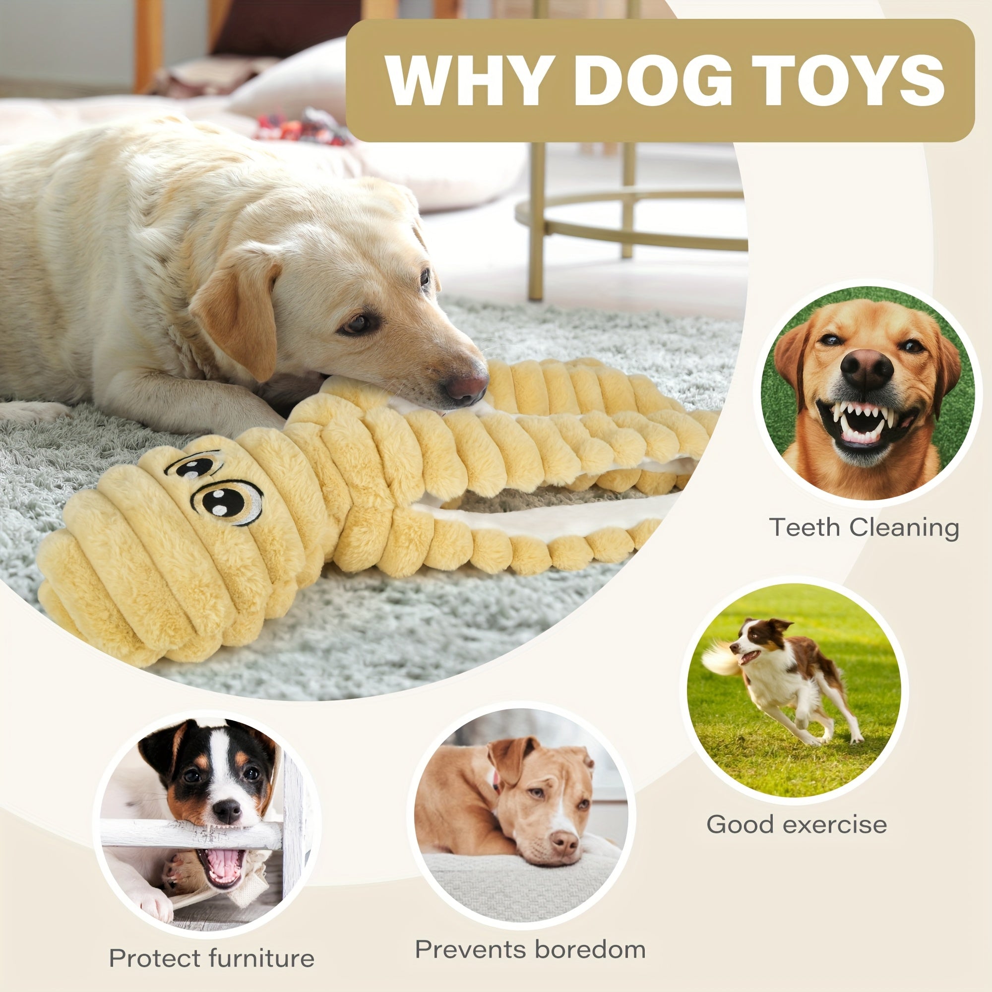 1pc Squeaky Octopus Plush Chew Toy for Dogs - Interactive Teeth Cleaning Puppy Toy with Squeaker, Soft Chewable Stuffed Animal for Small Medium Large Breeds, Cute Durable Chew Bone Gift for Puppies