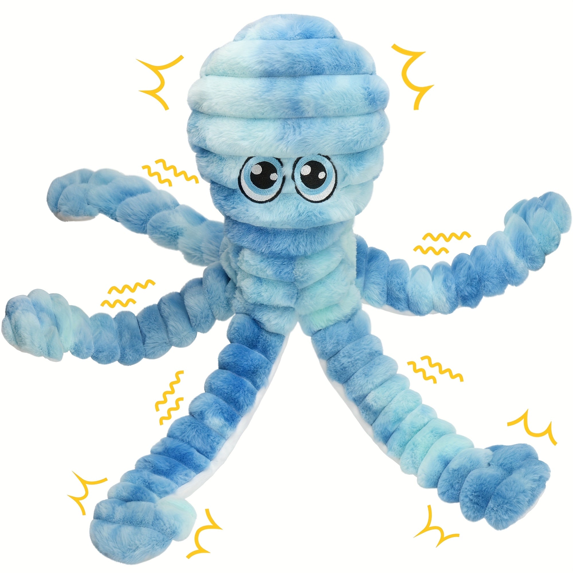 1pc Squeaky Octopus Plush Chew Toy for Dogs - Interactive Teeth Cleaning Puppy Toy with Squeaker, Soft Chewable Stuffed Animal for Small Medium Large Breeds, Cute Durable Chew Bone Gift for Puppies