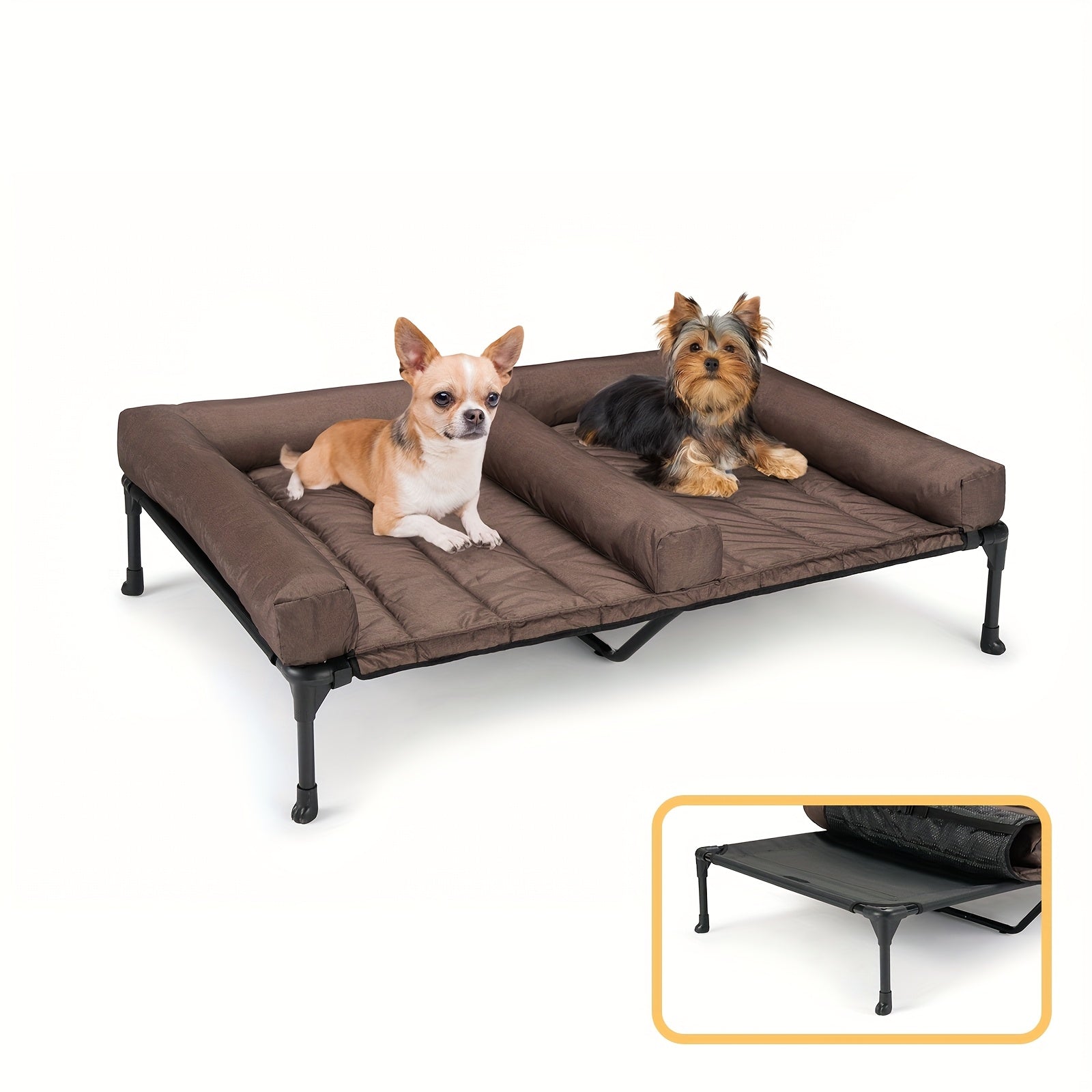 Cooling Dog Bed Breathable & Cooling Veehoo XL\u002FXXL Elevated Dog Bed | Removable Double Cushion for 2 Medium Dogs, Washable Teslin Mesh, Skid-Resistant Feet, Portable Outdoor Extra Large Lifted Hammock Indoor Pet Bed