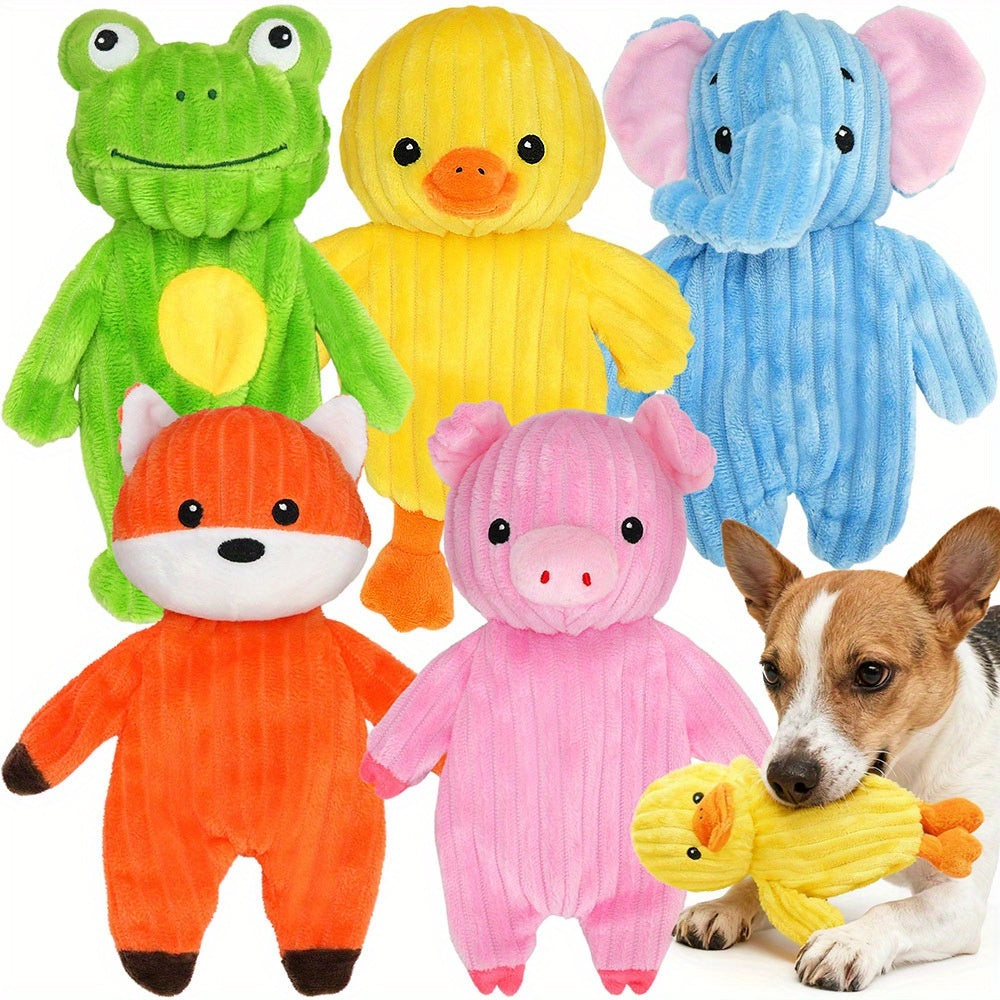 Dog Toys, Pack Of 5, Plush Dog Squeaky Toys, Assortment Value Bundle Animal Pet Toy for Small Medium Large Dogs, Stuffed Puppy Chew Toy, Cute Dog Gift Toys, Washable Dog Stuff - Plushies, Stuffed Animals with Embroidered Safety Eyes, Local Warehouse