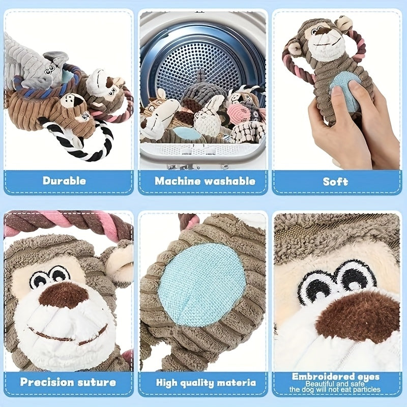 Amazing Pet 8pcs\u002F10pcs Toy Set with Dog Bite Sound Toys Large Collection Including Elephant Plush Toys with Funny Donkey Pull Rings Suitable for Dog Interaction Teeth Grinding And Cleaning Dog Toys