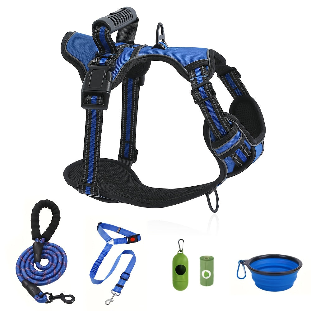 No-Pull Dog Harness And Leash Set, Adjustable Reflective No-Choke Oxford Vest, 6-in-1 with 2 Leash Clips And Easy Control Handle, for Small Medium And Large Dogs