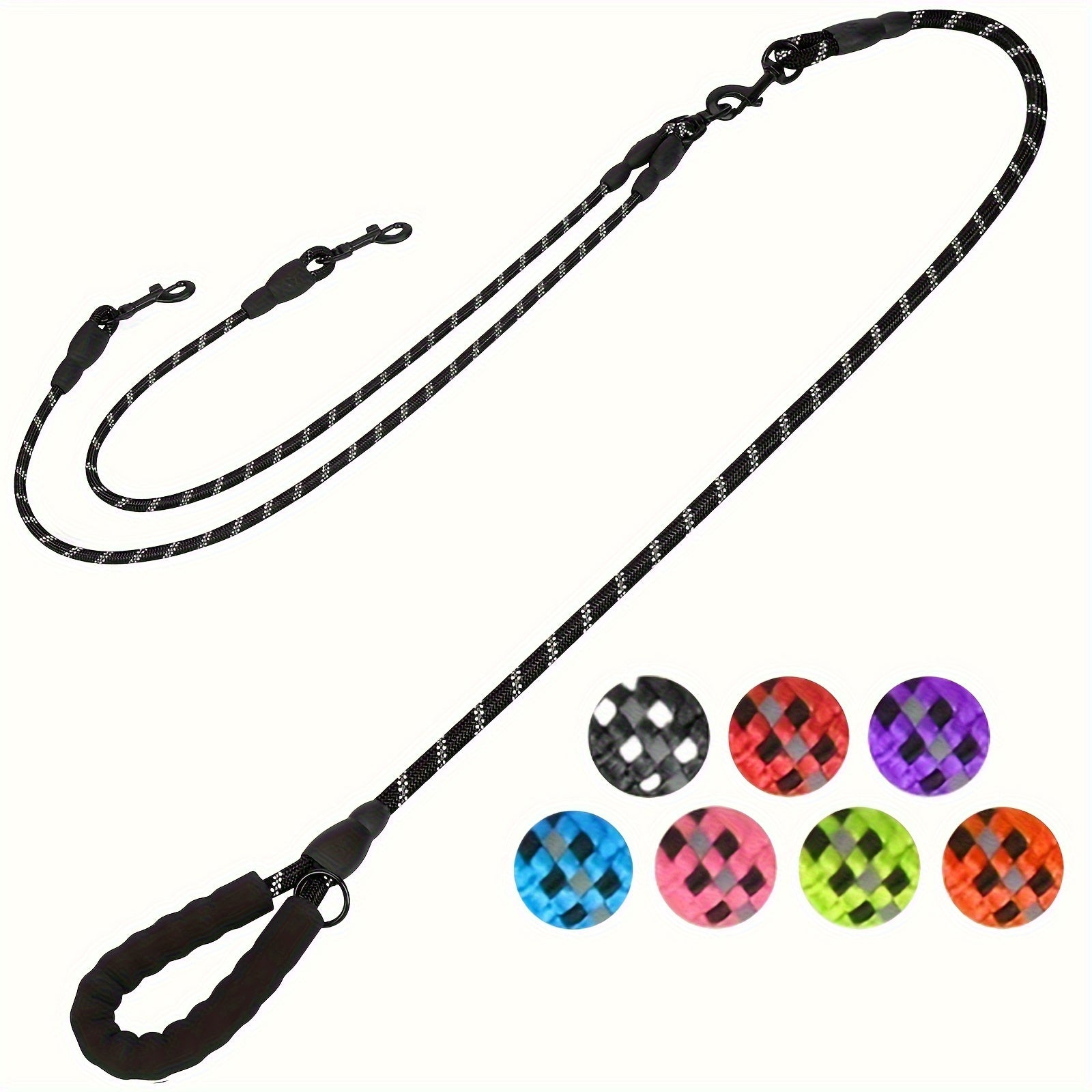 Dual Dog Leash, 360° Tangle-Free Design, Comfortable Shock-Absorbing Reflective Leash, 78.0 inch Long, Suitable for Walking And Training Two Dogs at The Same Time, Available in 7 Colors