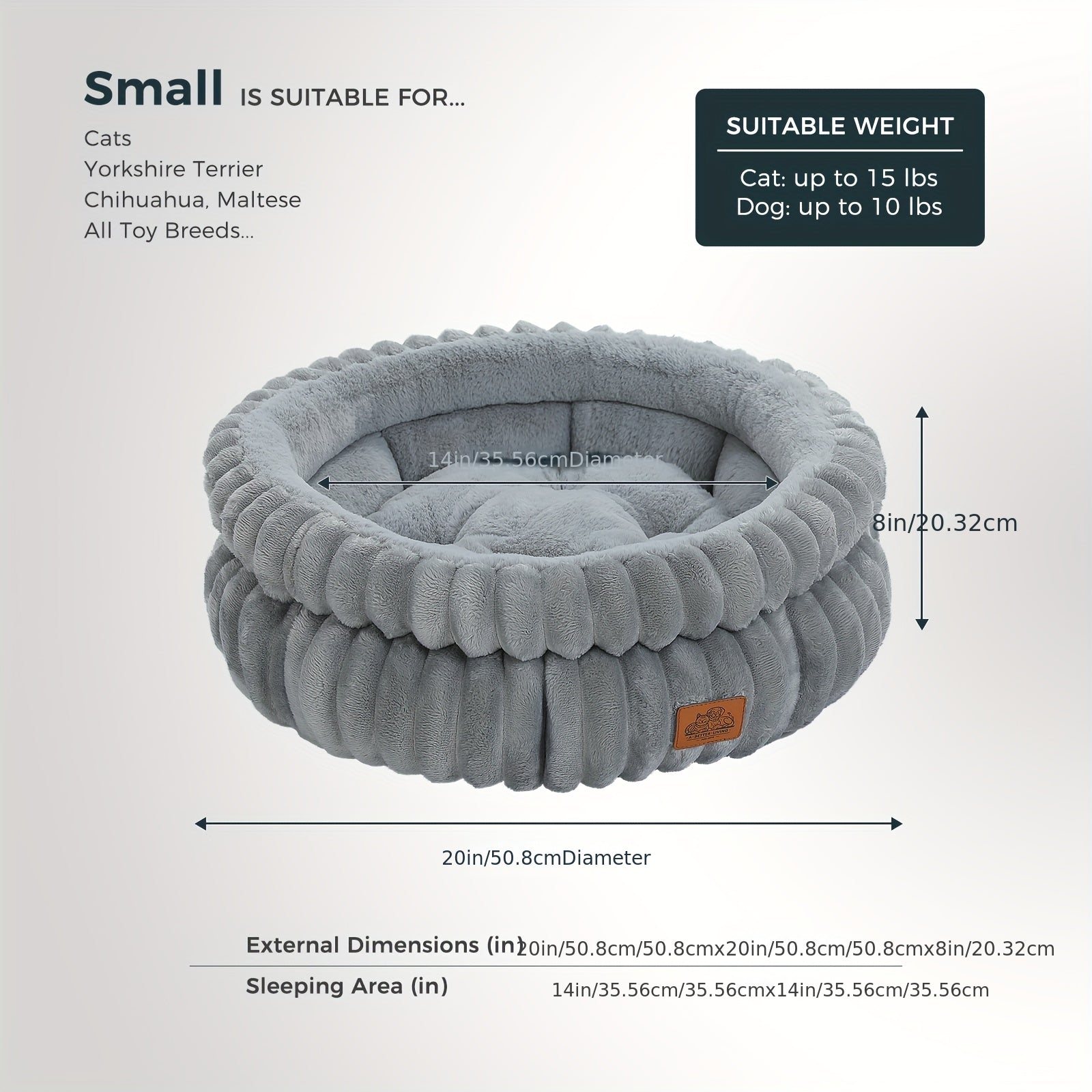 2-Size Indoor Cat Bed with Reversible Cushion & Anti-Slip Bottom - Washable Non-Shedding Pet Bed Cave for Kittens & Puppies, Cozy Round Bed with Soft Cushion, Durable Fabric, Grey\u002FBrown, Fits Small to Medium Pets, No Assembly Required, Classic Des...