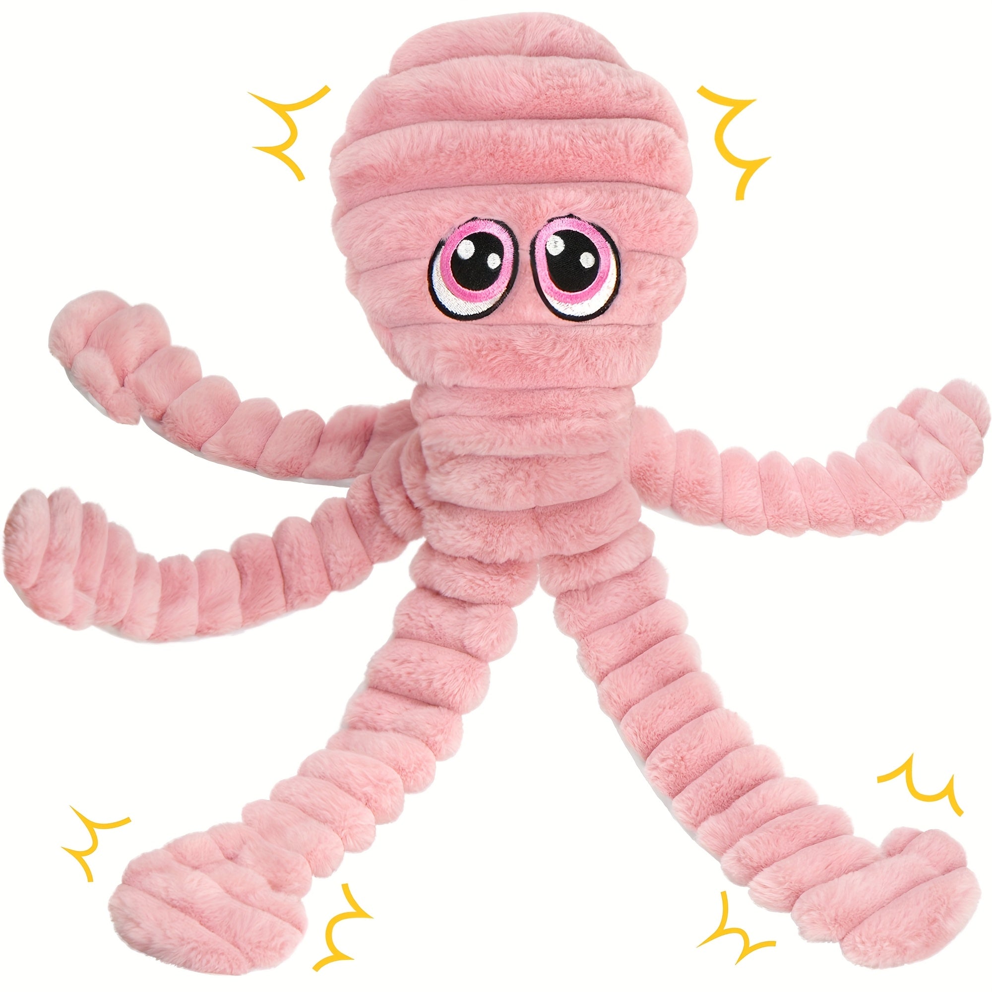 1pc Squeaky Octopus Plush Chew Toy for Dogs - Interactive Teeth Cleaning Puppy Toy with Squeaker, Soft Chewable Stuffed Animal for Small Medium Large Breeds, Cute Durable Chew Bone Gift for Puppies