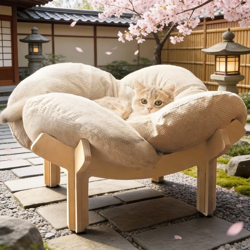 With Soft Cushion Three-Color Wooden High Leg Cat Bed - Comfortable Pet Sofa, Ideal for Cats And Small Dogs, Includes Hardware Tools, Solid Wood Frame with Soft Cushion, Durable And Stylish
