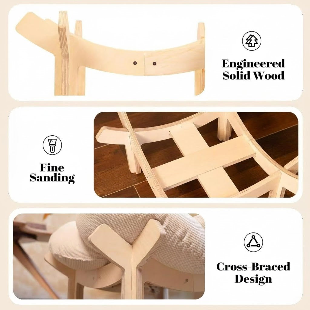 Padded Wooden Elevated Cat Bed Fluffy Pet Sofa Indoor Cat Lifting Lounge Chair with Hardware Tools Suitable for Puppies and Cats Furniture(Two Hemp Fish Are Included as a Gift.)