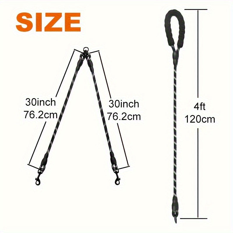 Dual Dog Leash, 360° Tangle-Free Design, Comfortable Shock-Absorbing Reflective Leash, 78.0 inch Long, Suitable for Walking And Training Two Dogs at The Same Time, Available in 7 Colors