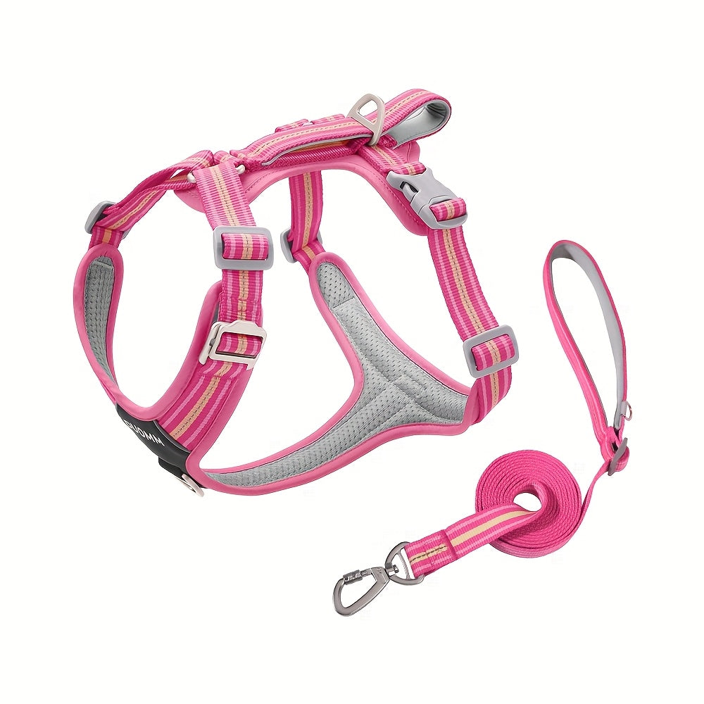 2pcs SET No-Pull Dog Harness with Leash(Length: 98inch\u002F250cm) - Breathable, Padded & Water-Resistant for Everyday Use Great for Small, Medium And Large Dogs.