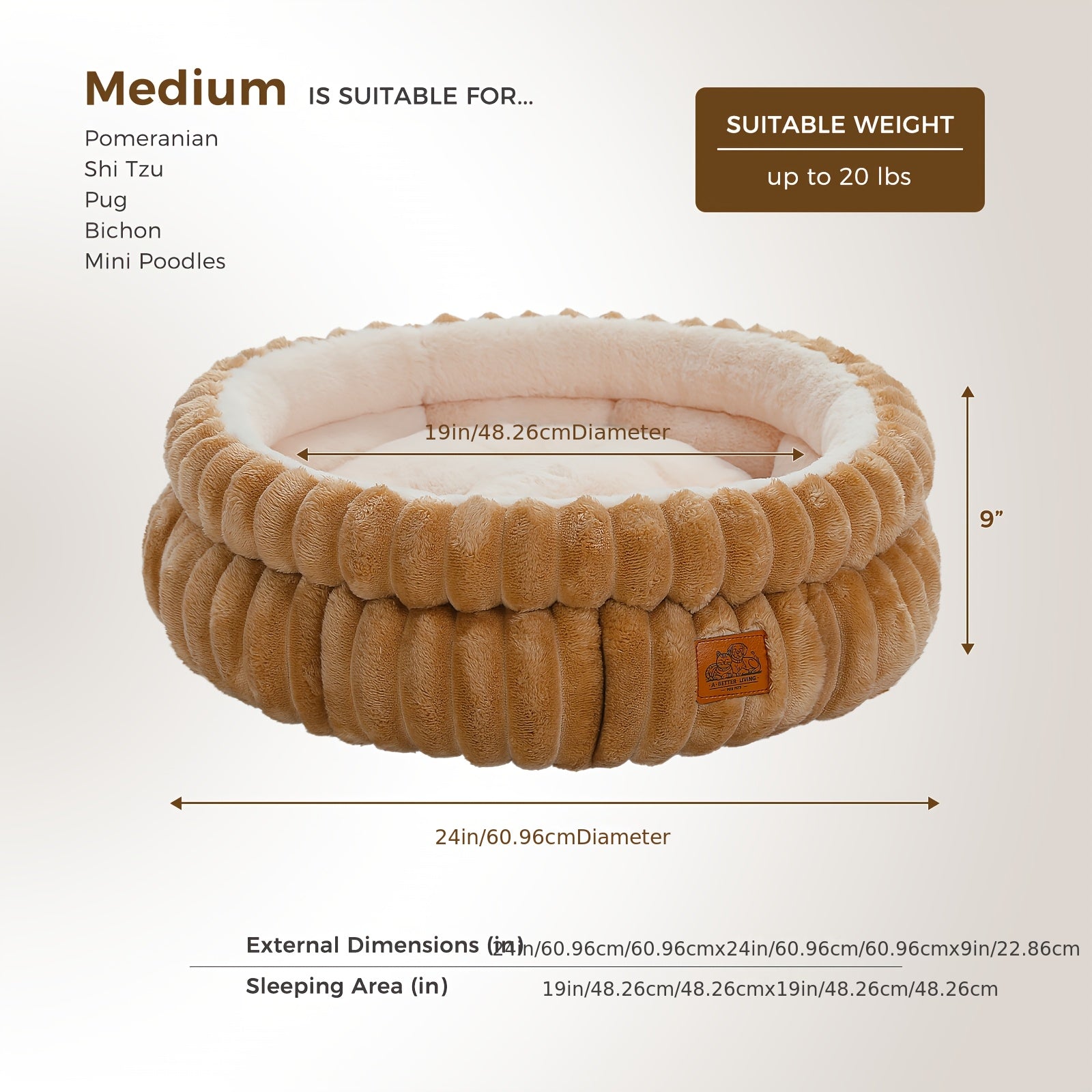 2-Size Indoor Cat Bed with Reversible Cushion & Anti-Slip Bottom - Washable Non-Shedding Pet Bed Cave for Kittens & Puppies, Cozy Round Bed with Soft Cushion, Durable Fabric, Grey\u002FBrown, Fits Small to Medium Pets, No Assembly Required, Classic Des...